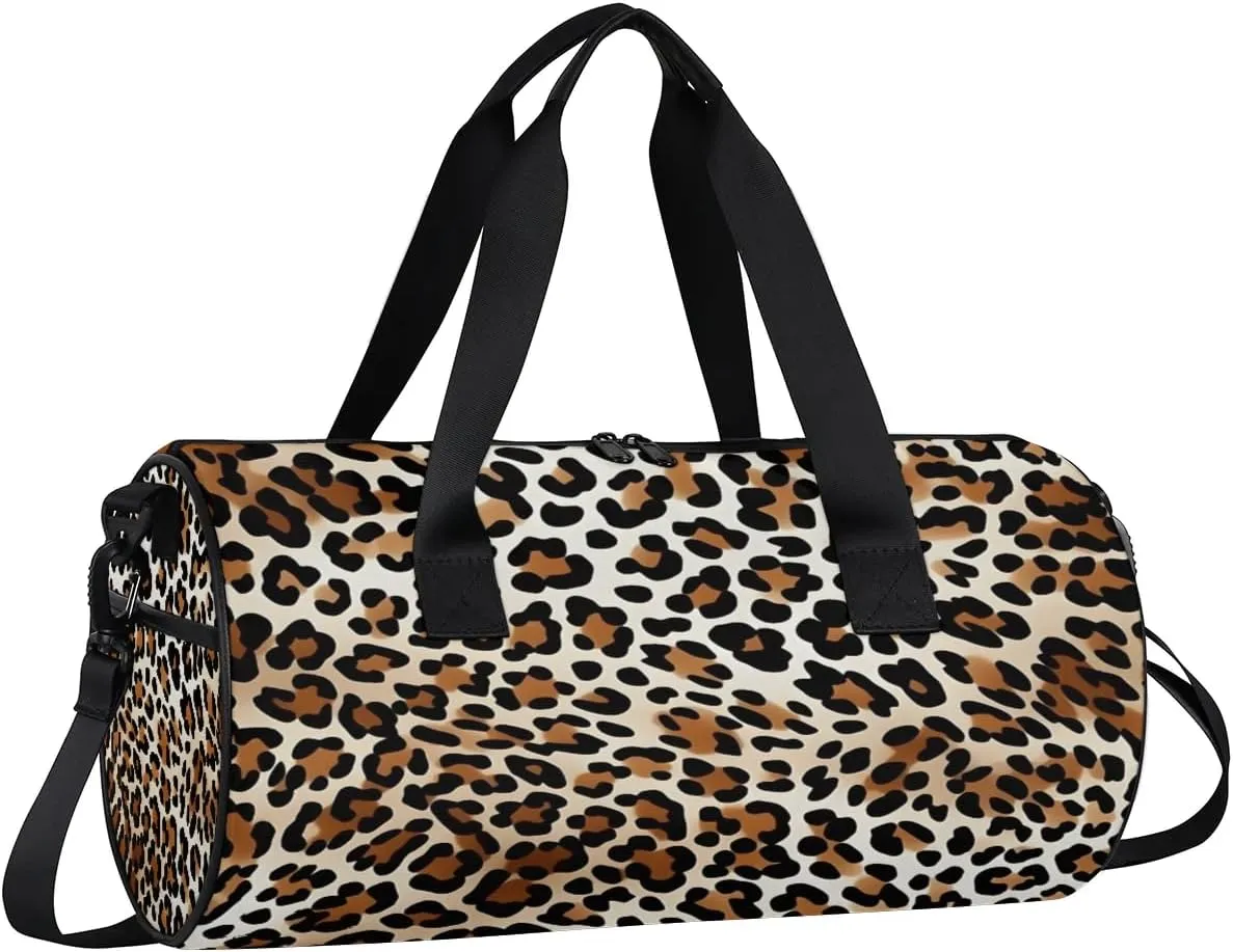 Classic Leopard Gym Bag for Women Men Lightweight Weekender Travel Bag Stylish Duffle Bag for Gym Travel Overnight Carry On
