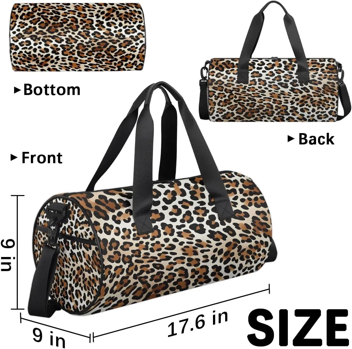 Classic Leopard Gym Bag for Women Men Lightweight Weekender Travel Bag Stylish Duffle Bag for Gym Travel Overnight Carry On