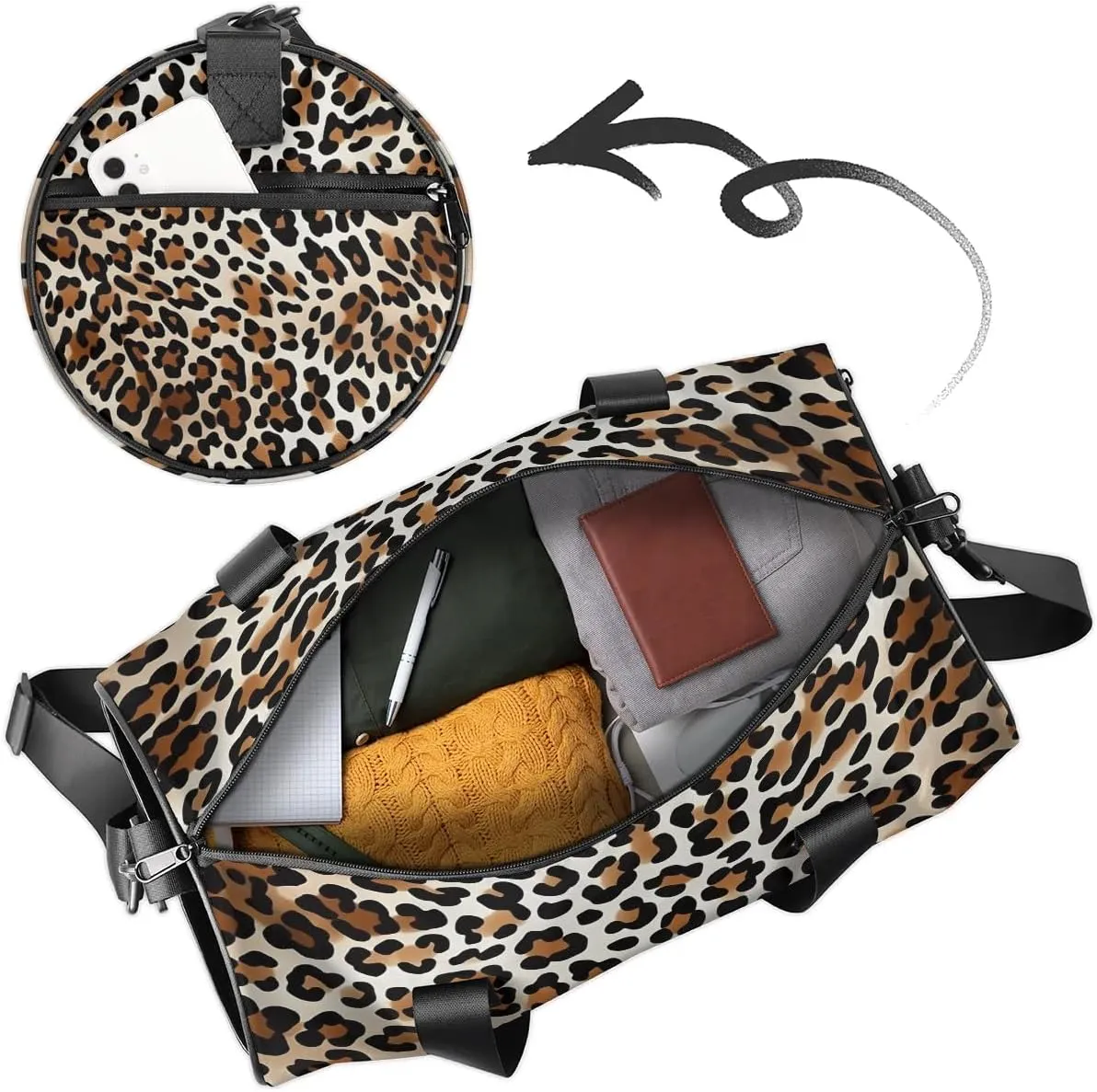 Classic Leopard Gym Bag for Women Men Lightweight Weekender Travel Bag Stylish Duffle Bag for Gym Travel Overnight Carry On