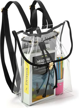 Clear Backpack Stadium Approved Music Festival Bag Transparent PVC Concert Backpack for Stadium Events Sports Outdoor, Travel Bag with Metal Safe Closure