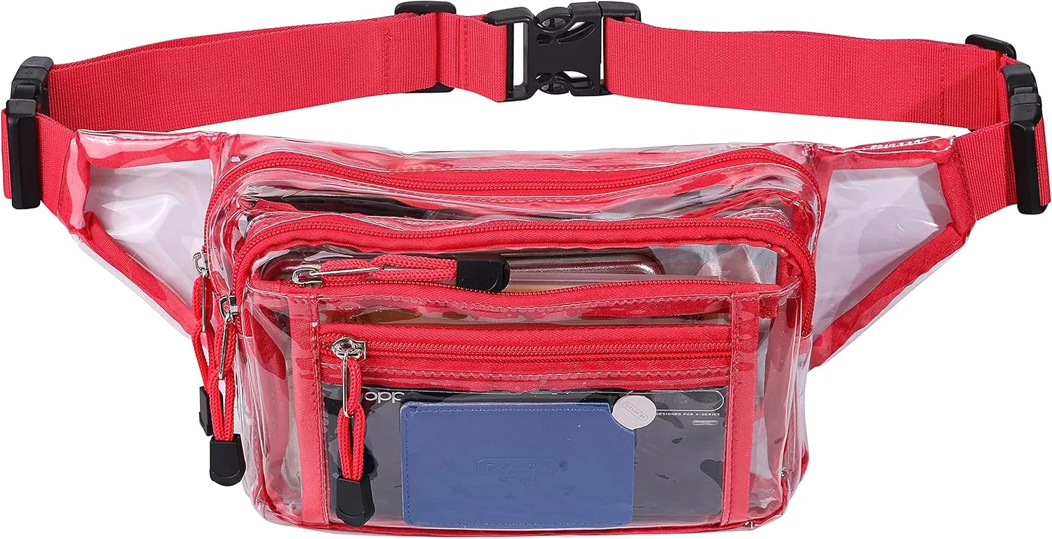 Clear Bag Stadium Approved Clear Fanny Pack for Women for Work,Multi-purpose Waist Bag for Travel & Sporting Event