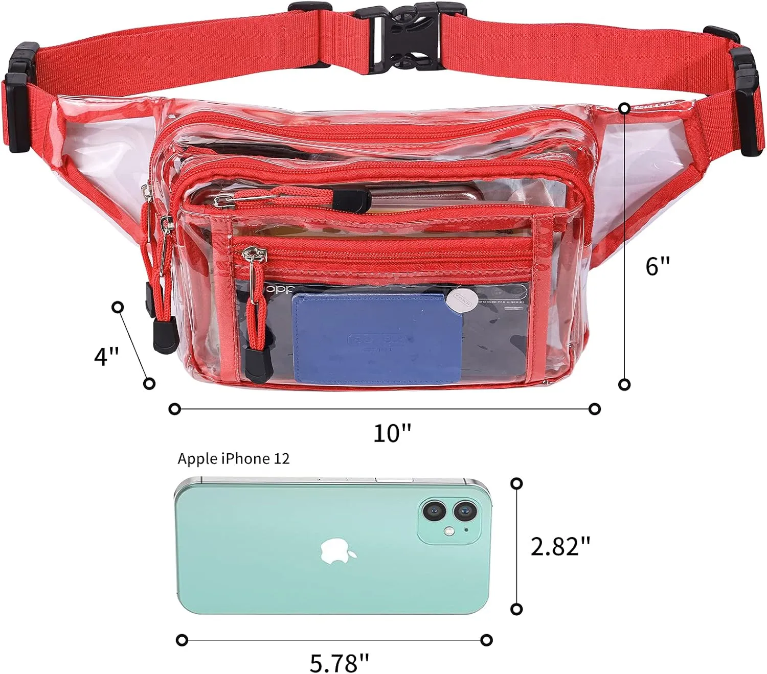 Clear Bag Stadium Approved Clear Fanny Pack for Women for Work,Multi-purpose Waist Bag for Travel & Sporting Event