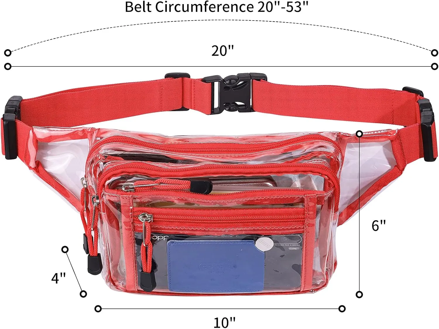 Clear Bag Stadium Approved Clear Fanny Pack for Women for Work,Multi-purpose Waist Bag for Travel & Sporting Event
