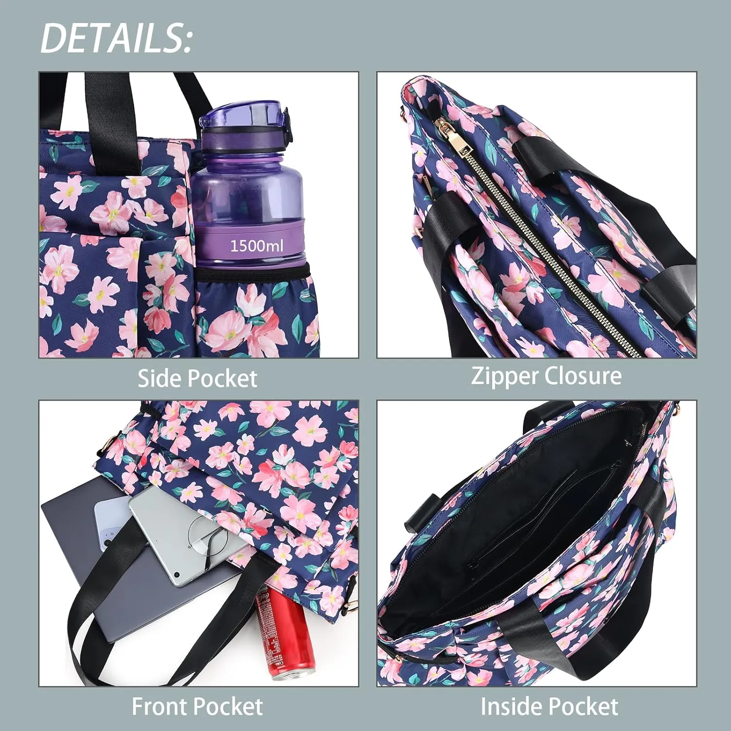 CLOUDMUSIC Crossbody Bags Shoulder Tote Handbag Nylon With Straps Waterproof Multi Bottle Pockets For Women Trendy