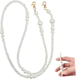 COHEALI String Crossbody Tote Bag Detachable Lanyard Wrist Lanyard Pearl Purse Strap Replacement Chain Strap Pearl Key Chain Holder DIY Pearl Chain DIY Bag Accessory Pearl Bag Chain Strap