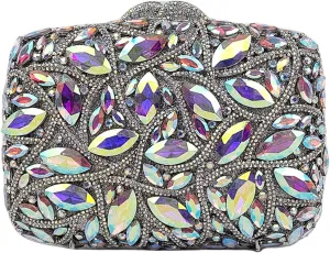 Colorful Crystal Clutch Box Handbag Women Sparkling Evening Bags for Wedding Party Prom Purse