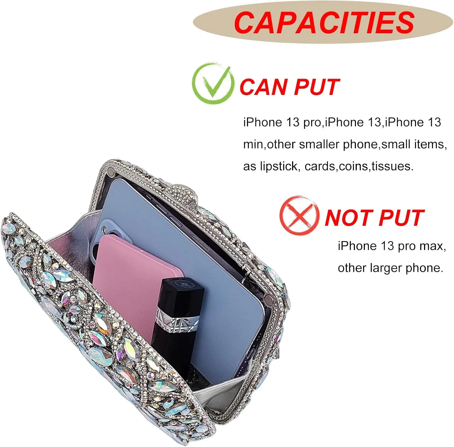 Colorful Crystal Clutch Box Handbag Women Sparkling Evening Bags for Wedding Party Prom Purse