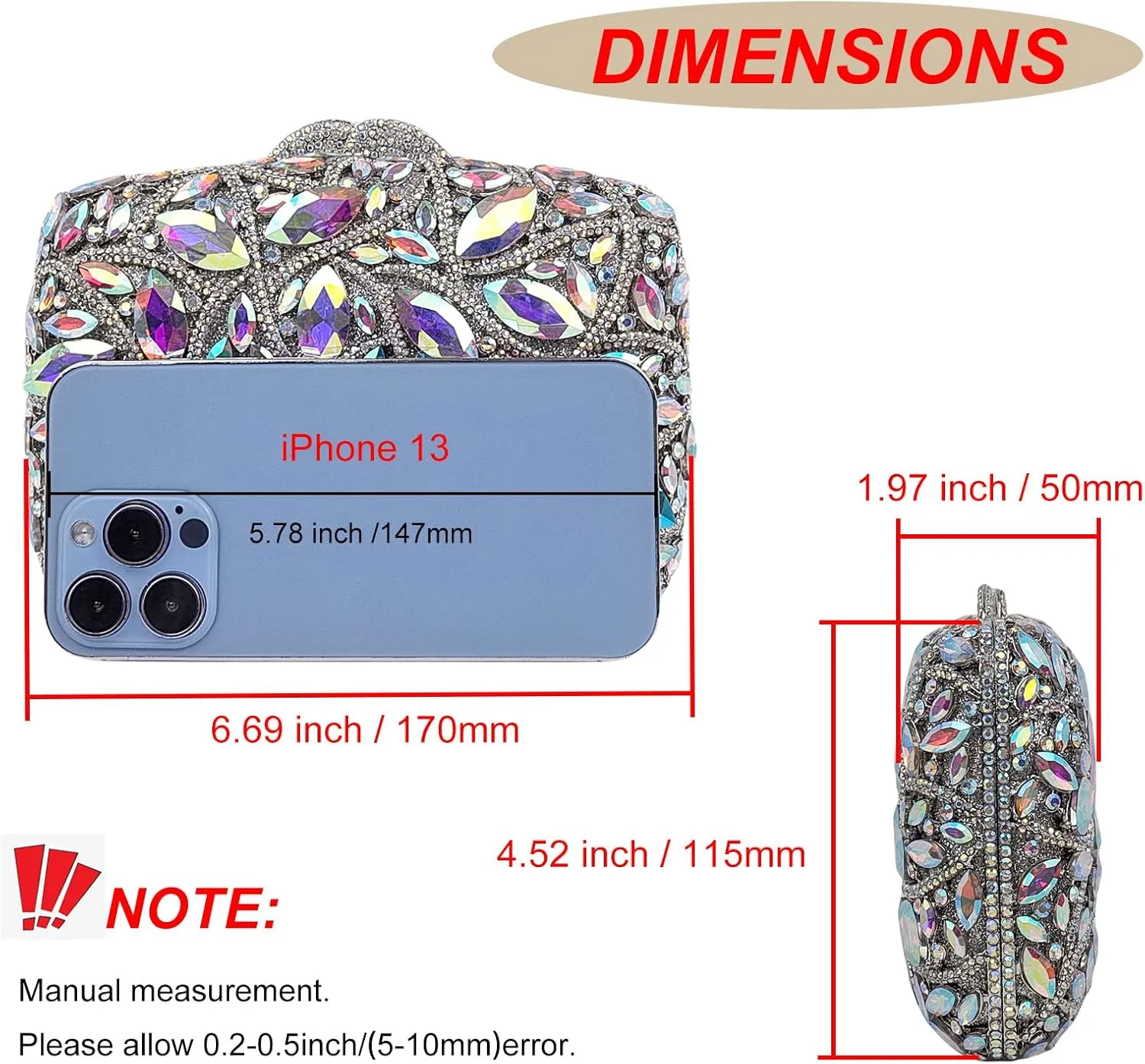 Colorful Crystal Clutch Box Handbag Women Sparkling Evening Bags for Wedding Party Prom Purse