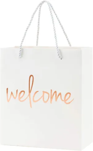Crisky Welcome Rose Gold Gift Bags for Wedding Hotel Guests, Birthday, Baby Showers, Party Favors, Set of 25