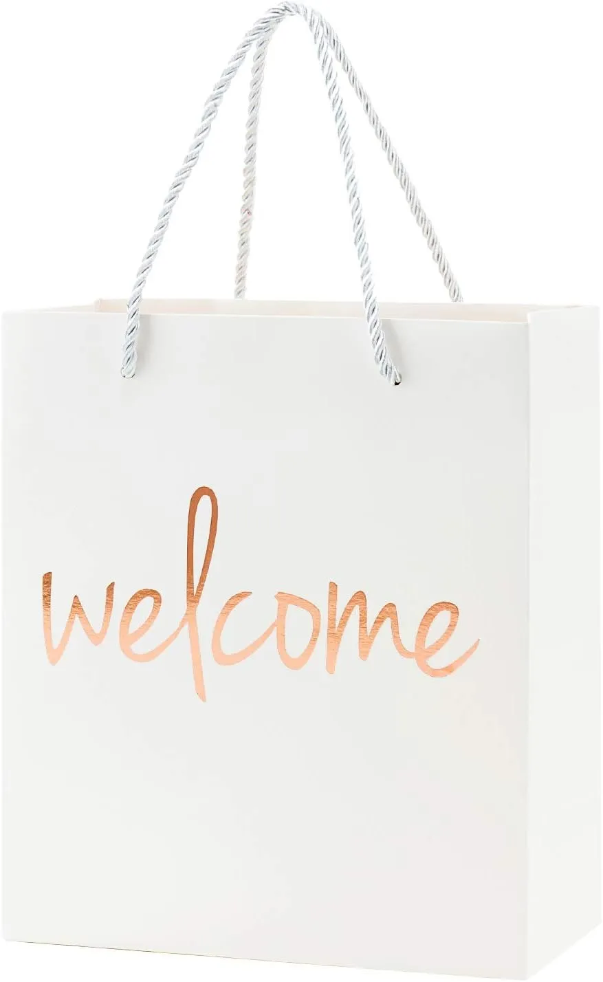 Crisky Welcome Rose Gold Gift Bags for Wedding Hotel Guests, Birthday, Baby Showers, Party Favors, Set of 25