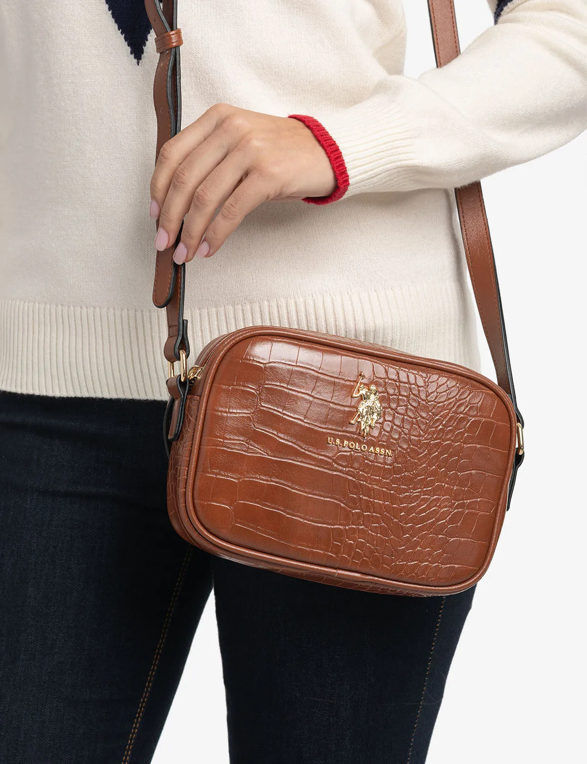 CROCODILE EMBOSSED CROSSBODY BAG