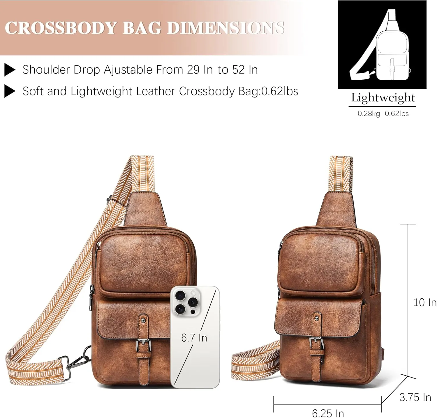 Crossbody Bags for Women Men Sling Bag 5 Pockets Fanny Pack Sling Backpack Chest Daypack Travel Purse Anti Theft