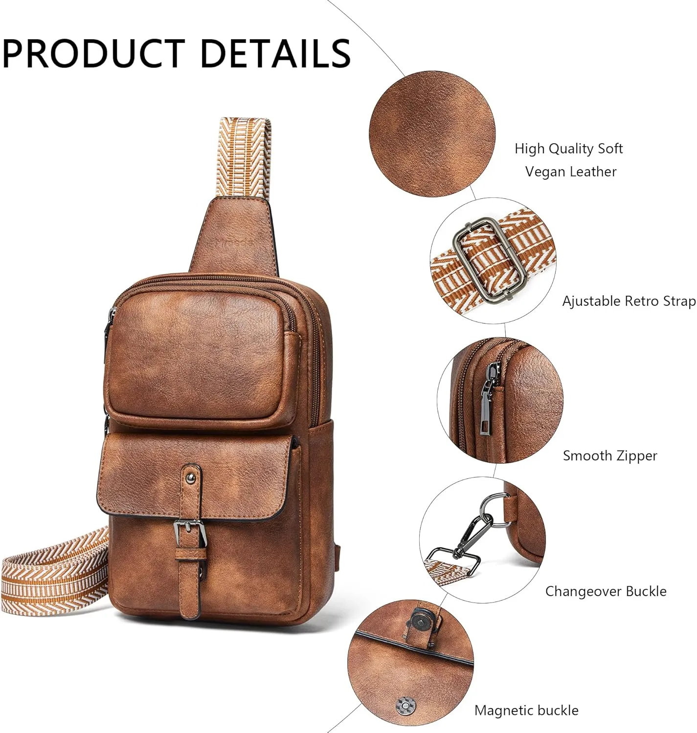 Crossbody Bags for Women Men Sling Bag 5 Pockets Fanny Pack Sling Backpack Chest Daypack Travel Purse Anti Theft