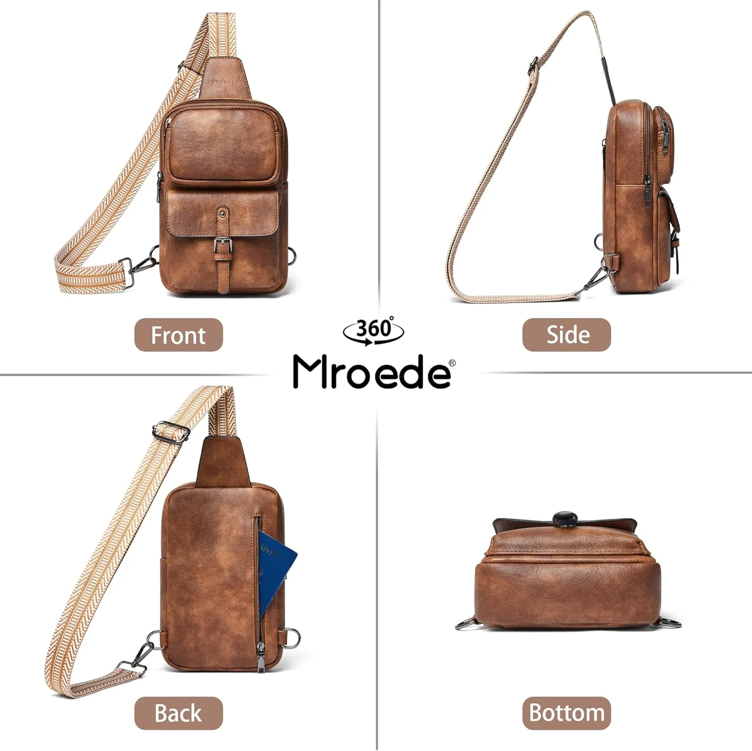 Crossbody Bags for Women Men Sling Bag 5 Pockets Fanny Pack Sling Backpack Chest Daypack Travel Purse Anti Theft