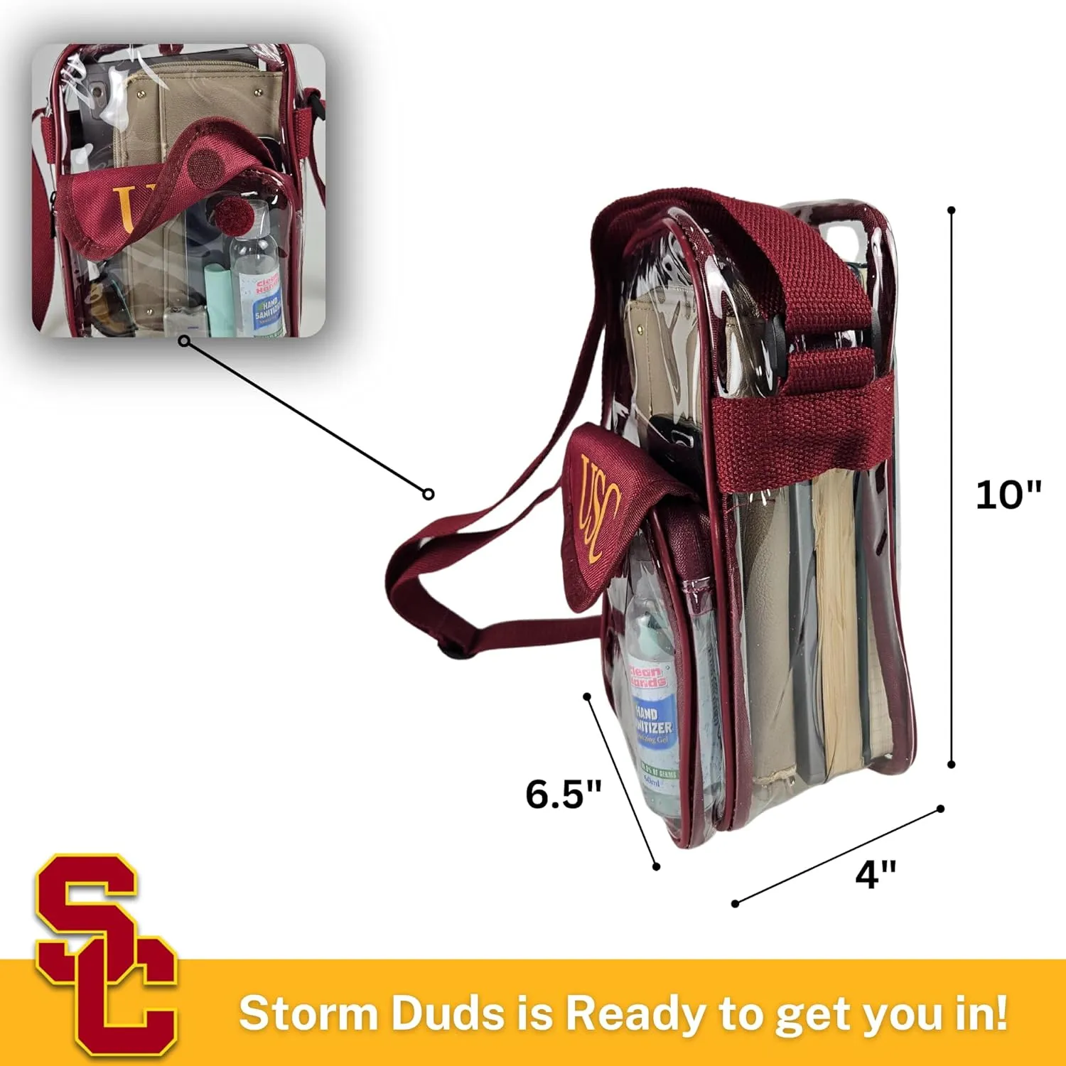 Crossbody Clear Bag 10 Inch Pouch for Valuables - Games, Graduations, Concerts – NCAA Stadium Approved