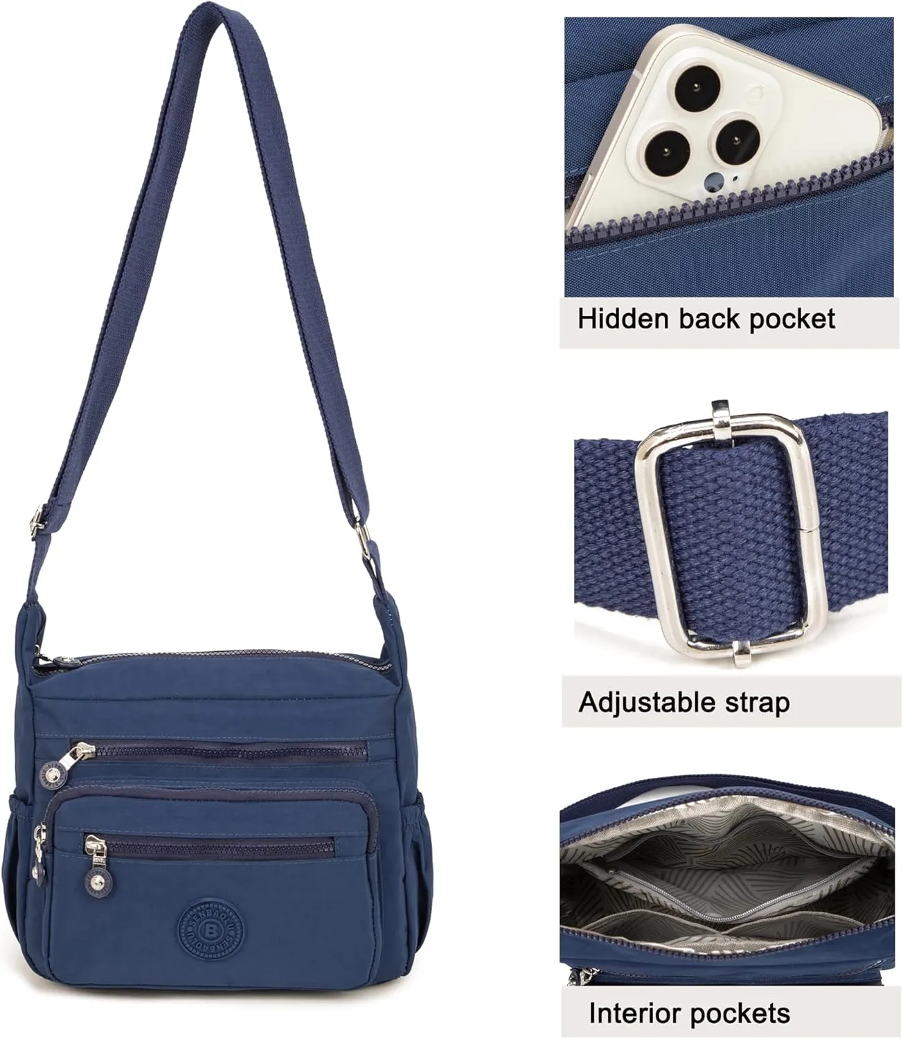 Crossbody Purses for Women Lightweight Shoulder Handbags Waterproof Nylon Travel Bag Ladies Pocketbooks