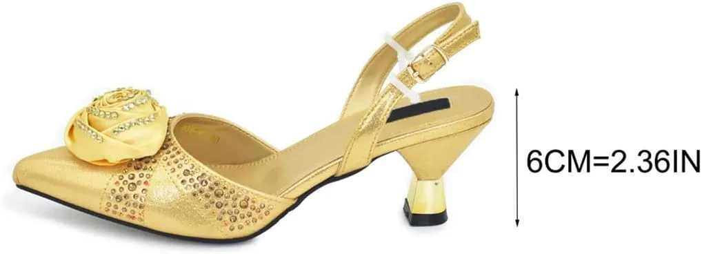 Crystal High Heels Matching Bag African Ladies Luxury Partywear Set