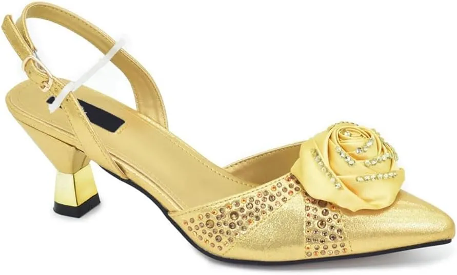 Crystal High Heels Matching Bag African Ladies Luxury Partywear Set