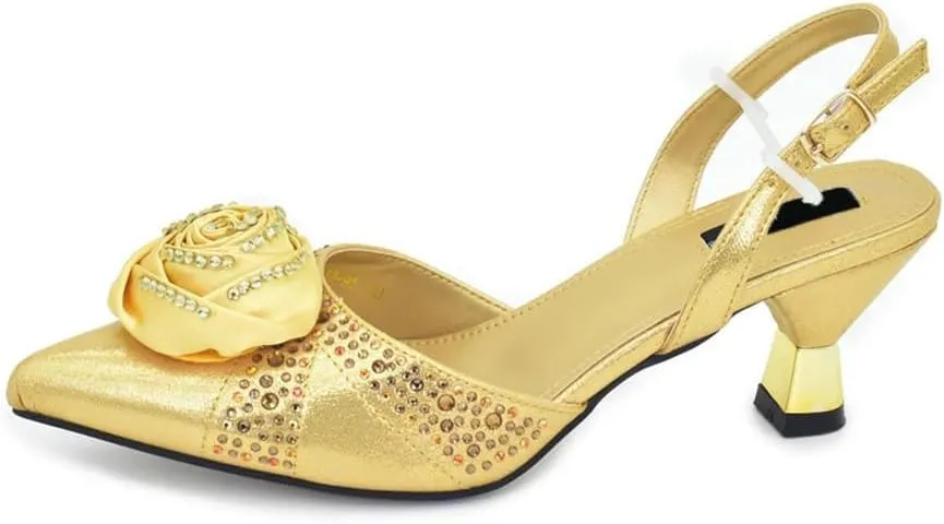 Crystal High Heels Matching Bag African Ladies Luxury Partywear Set