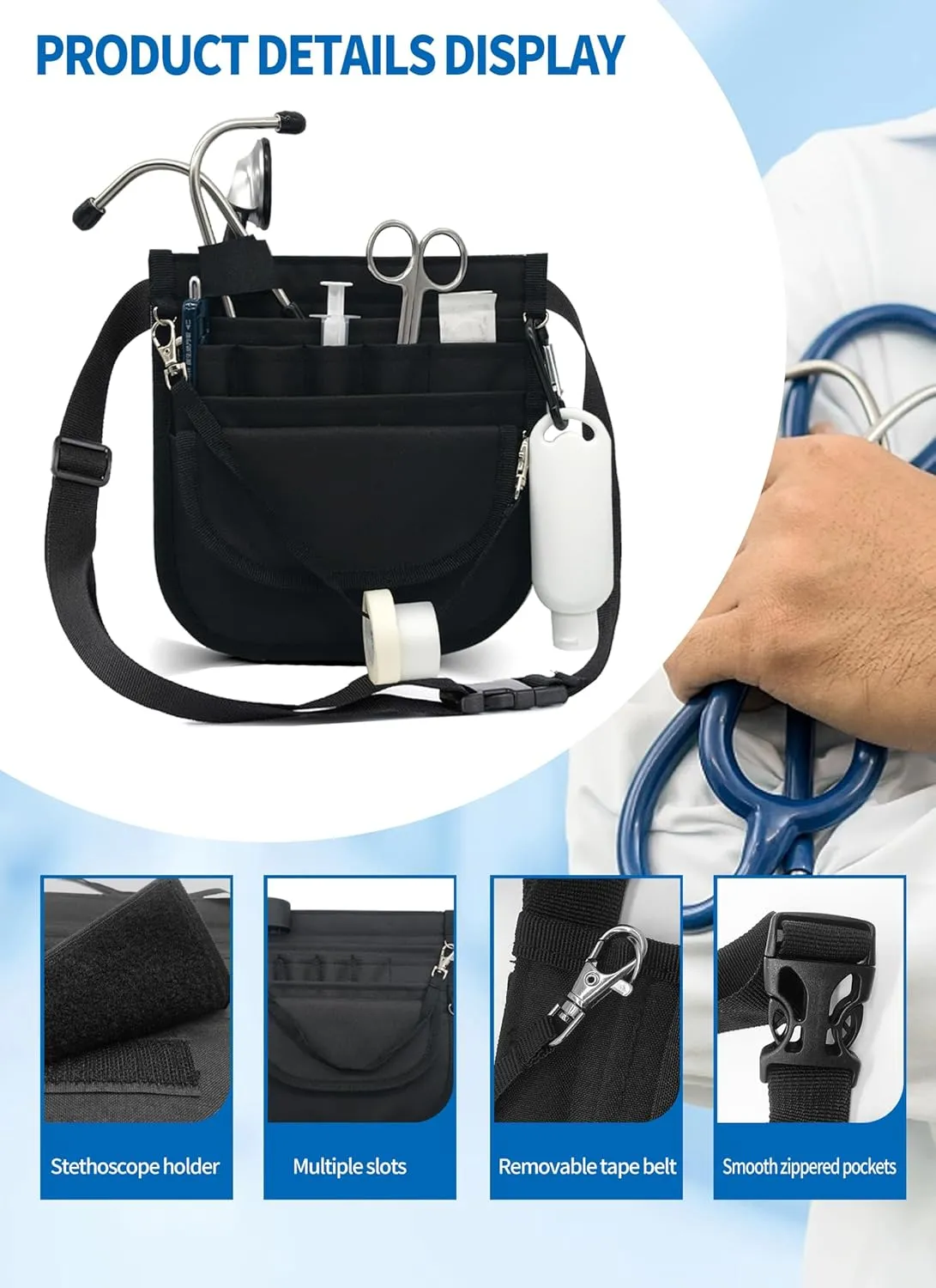 Customizable Nurse Fanny Pack Personalised Tool Bag,for Women Men Nursing Fanny Pack for Nurses with Multi Compartment Medical Pack for Emergency Nursing Supplies