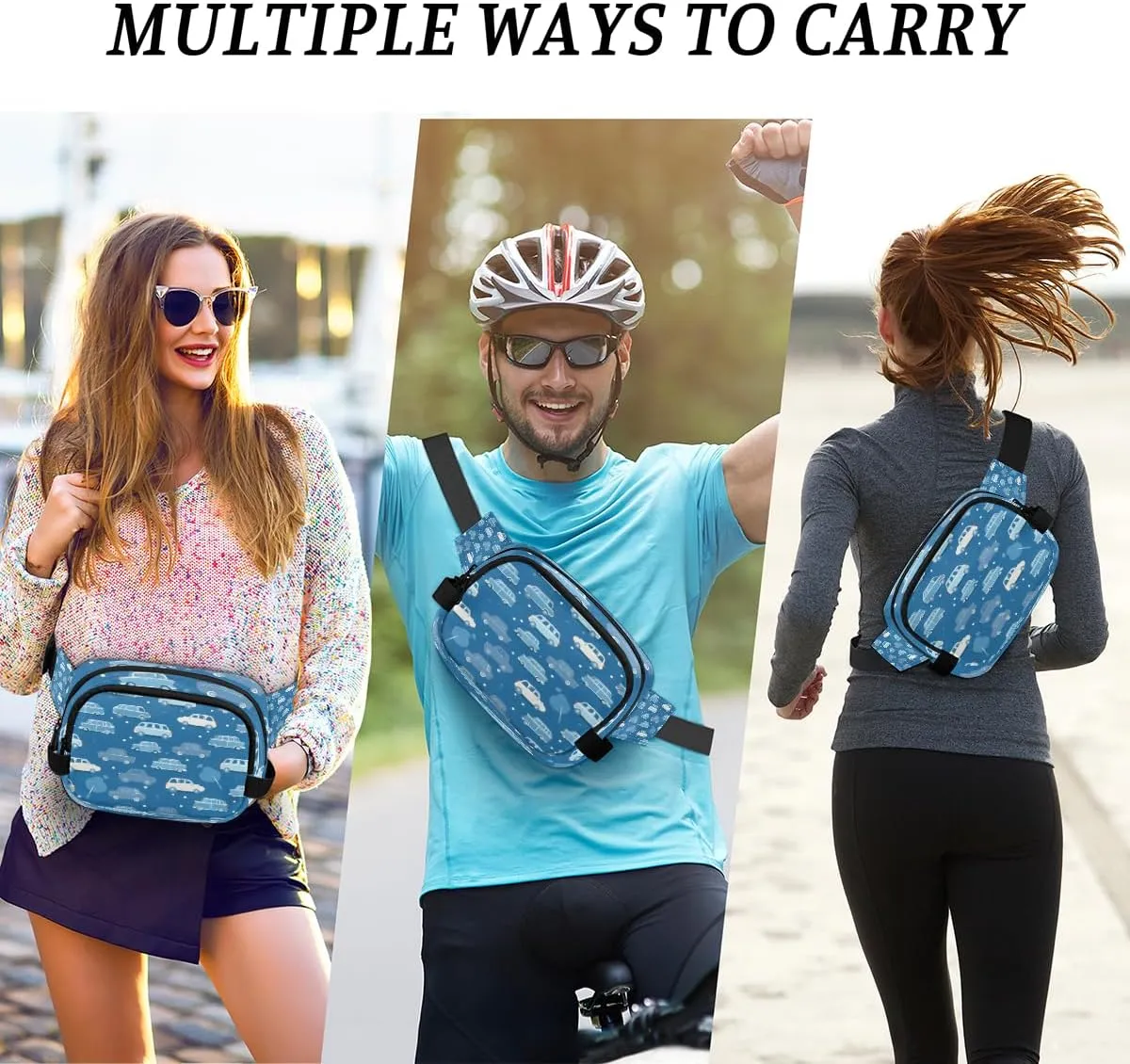 Cute Car Fanny Pack for Men Women Crossbody Waist Bag Sport Belt Bag with Multi Pockets for Travel Hiking Jogging Running