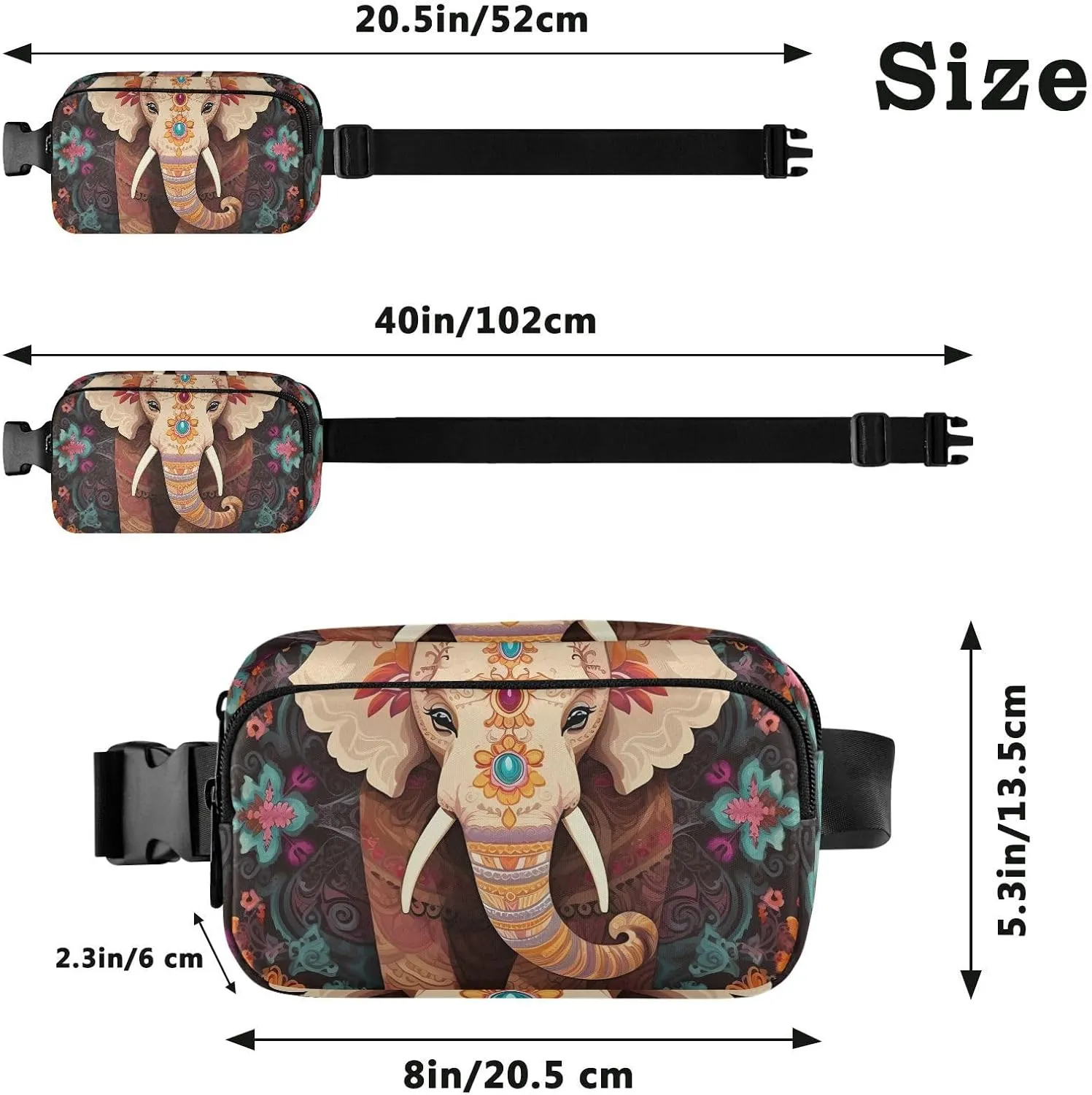 Cute Elephant Flower Fanny Packs for Women Fanny Pack For Men Belt Bag Crossbody Fanny Packs for Women Running Fanny Pack Waist Pack 21340754