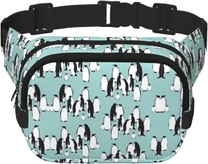 Cute Penguins print Large Fanny Packs for Women Cute Cross Body Waist Bag Fashionable Fanny Pack