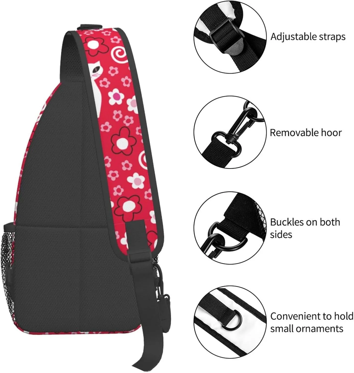 Cute pink bear Chest Bags Crossbody Sling Bag Shoulder Bag Travel Hiking Daypack For Men Women