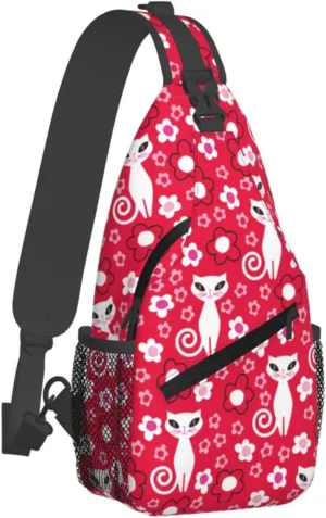 Cute pink bear Chest Bags Crossbody Sling Bag Shoulder Bag Travel Hiking Daypack For Men Women