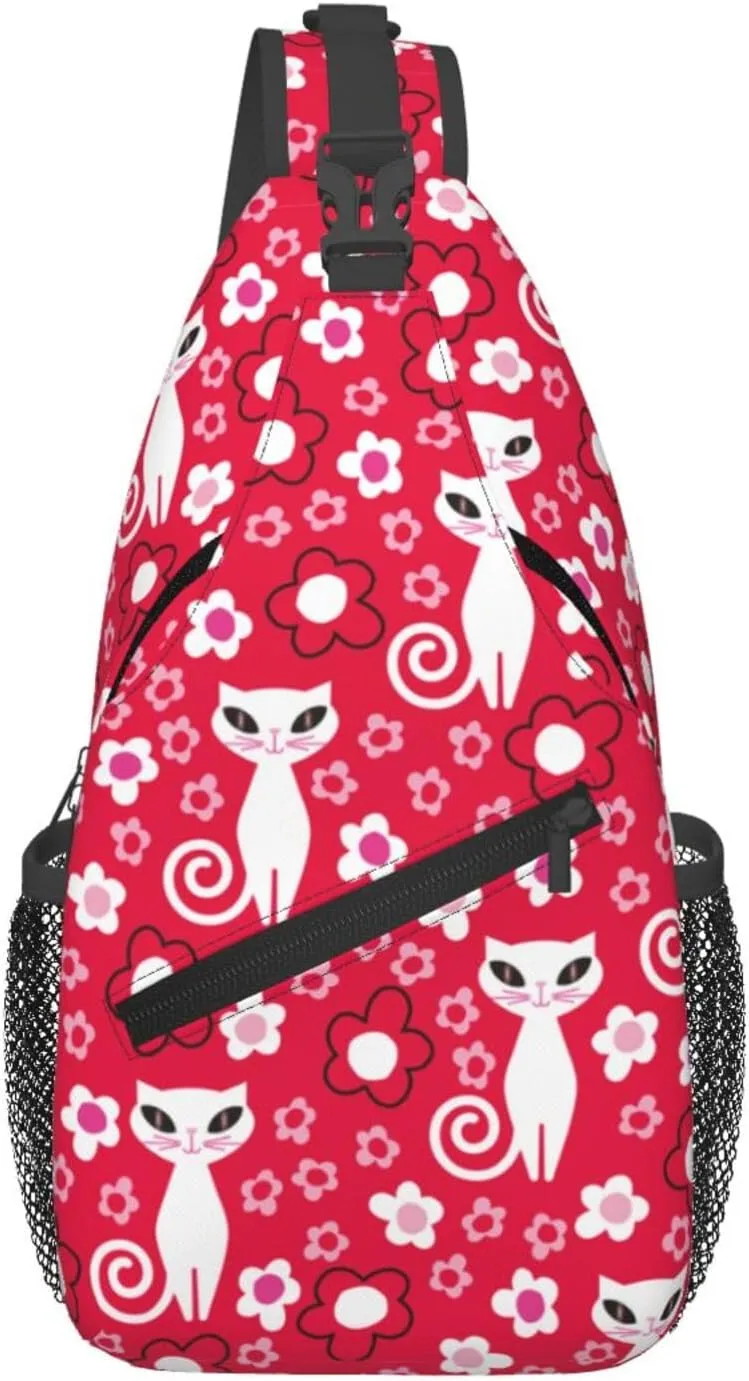 Cute pink bear Chest Bags Crossbody Sling Bag Shoulder Bag Travel Hiking Daypack For Men Women