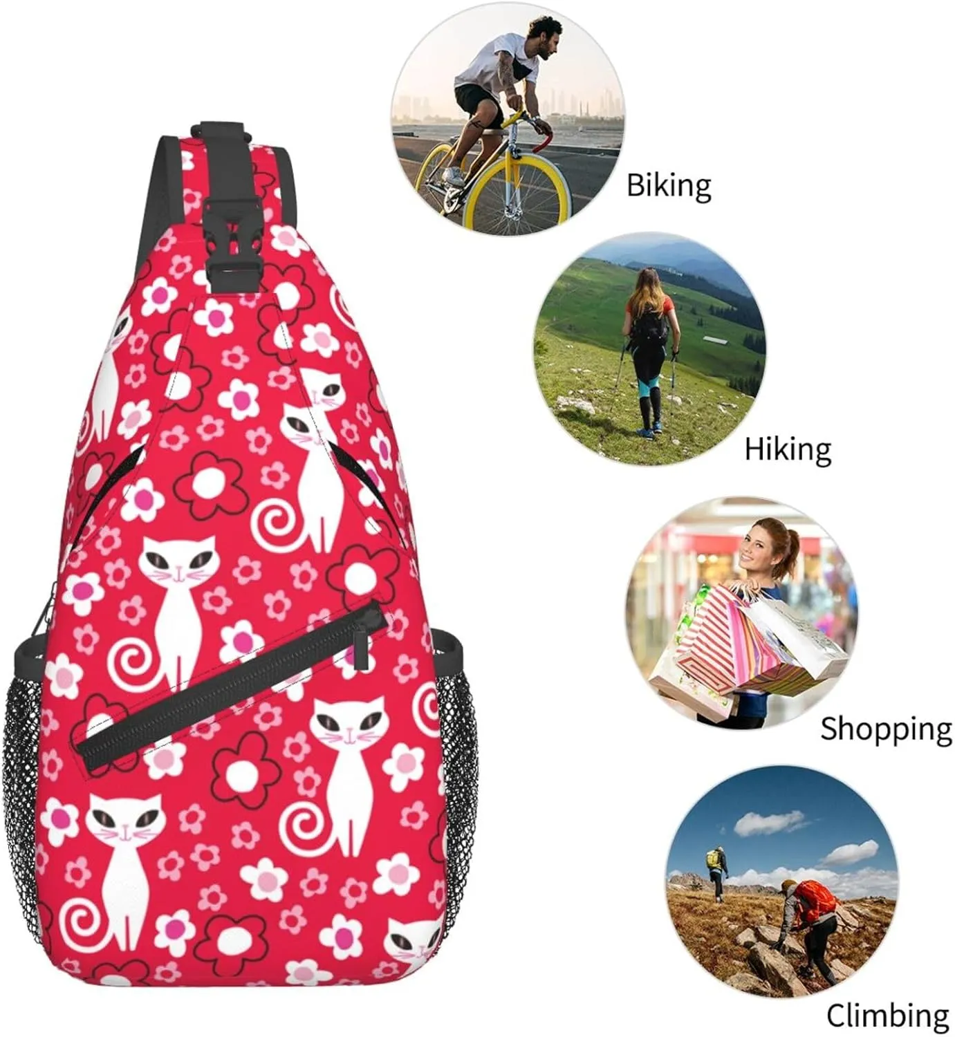 Cute pink bear Chest Bags Crossbody Sling Bag Shoulder Bag Travel Hiking Daypack For Men Women