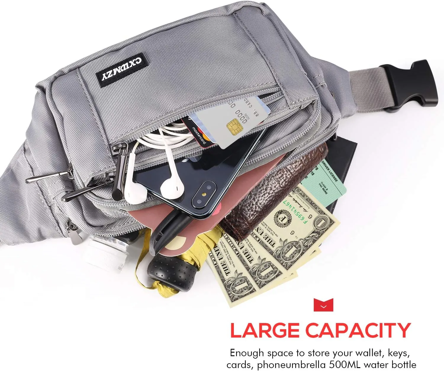 CXWMZY Fanny Packs For Women & Men Waist Pack Hip Bum Bag with Multi-Pockets Large Capacity Waterproof Casual Bum Bag for Disney Traveling Casual Cycling Running Hiking