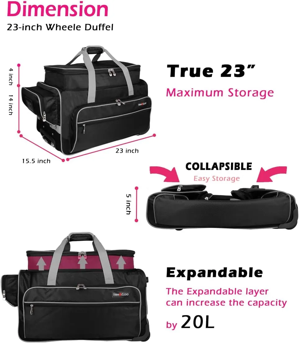 Dance Bag With Garment Rack,Dance Costumes Rolling Garment Bags For Travel,Garment Duffle Bag For Dance Competition, Wheeled Drop-Bottom Upright Luggage Closet Suitcase (23inch Expand-Grey)