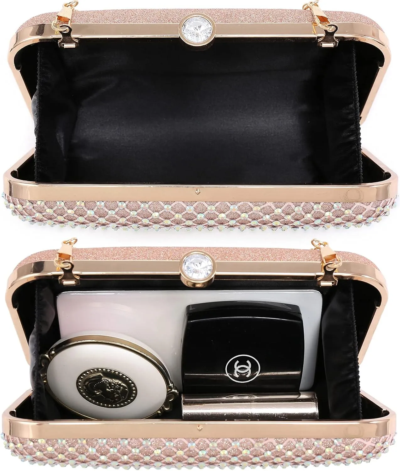 Dasein Womens Rhinestone Clutch Purse Sparkling Evening Bag with Crystal Clasp for Formal Prom Party Wedding