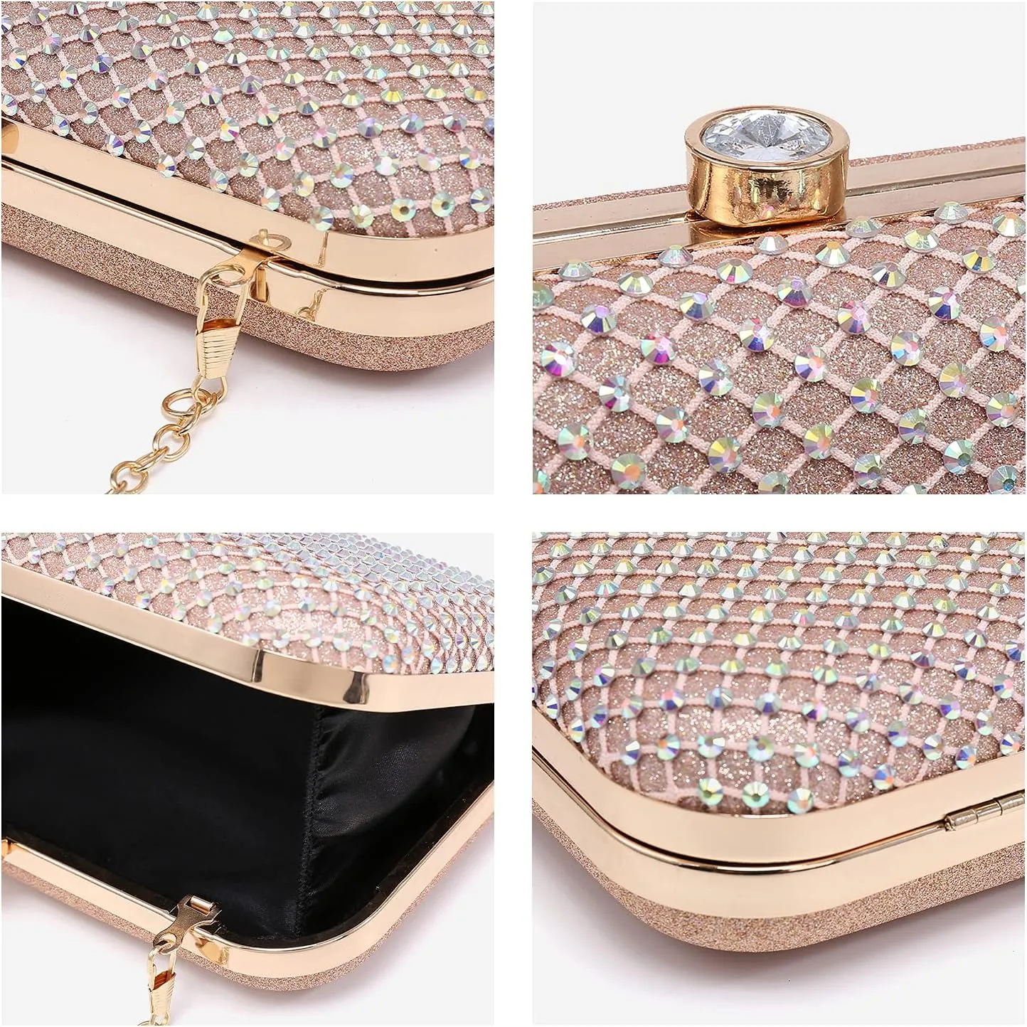 Dasein Womens Rhinestone Clutch Purse Sparkling Evening Bag with Crystal Clasp for Formal Prom Party Wedding