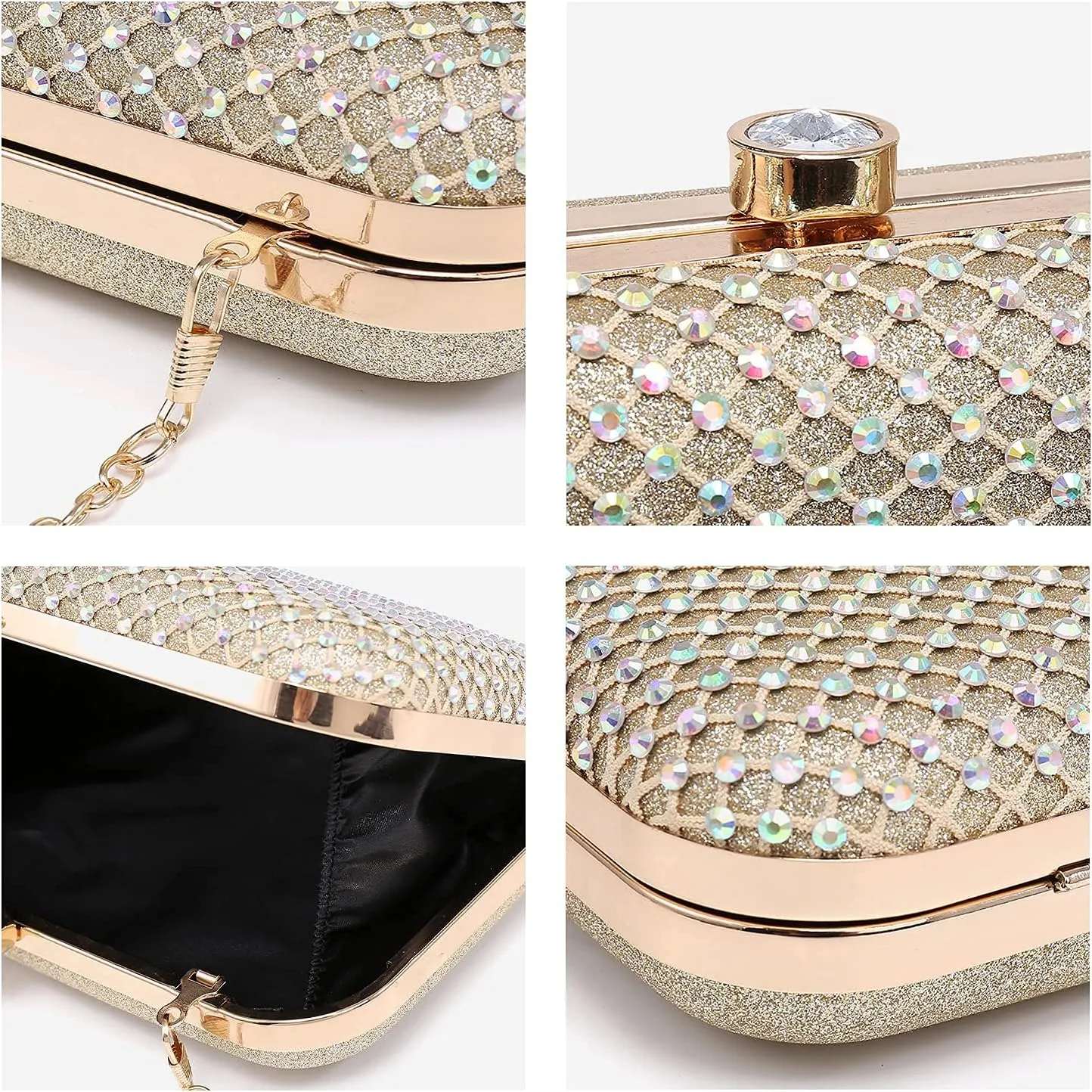 Dasein Womens Rhinestone Clutch Purse Sparkling Evening Bag with Crystal Clasp for Formal Prom Party Wedding