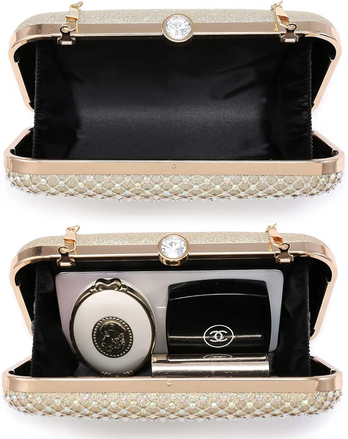 Dasein Womens Rhinestone Clutch Purse Sparkling Evening Bag with Crystal Clasp for Formal Prom Party Wedding