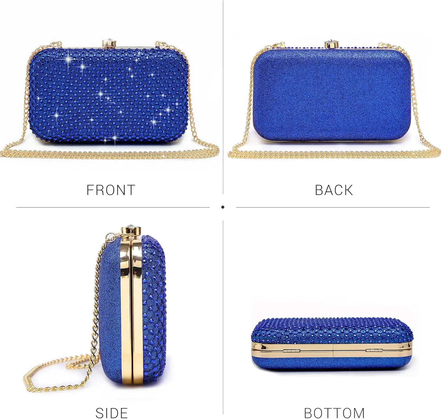 Dasein Womens Rhinestone Clutch Purse Sparkling Evening Bag with Crystal Clasp for Formal Prom Party Wedding