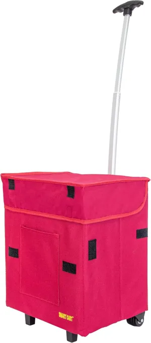 dbest products Smart Cart, RED Collapsible Rolling Utility Cart Basket Grocery Shopping Teacher Hobby Craft Art