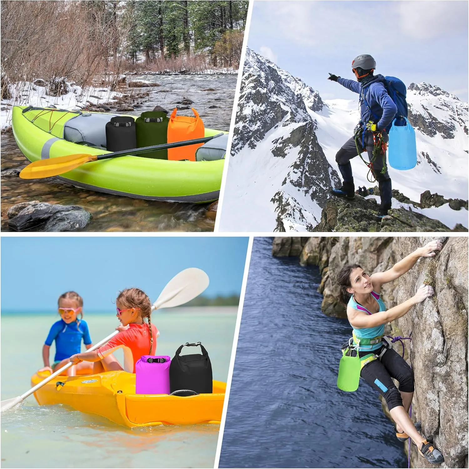 Desoto Waterproof Dry Bag 2 packs, 2L/5L/10L/20L/40L/70L Dry Sack Lightweight Portable, Dry Storage Bag to Keep Gear Dry Clean for Kayaking, Gym, Hiking, Swimming, Camping (Black, 20L)