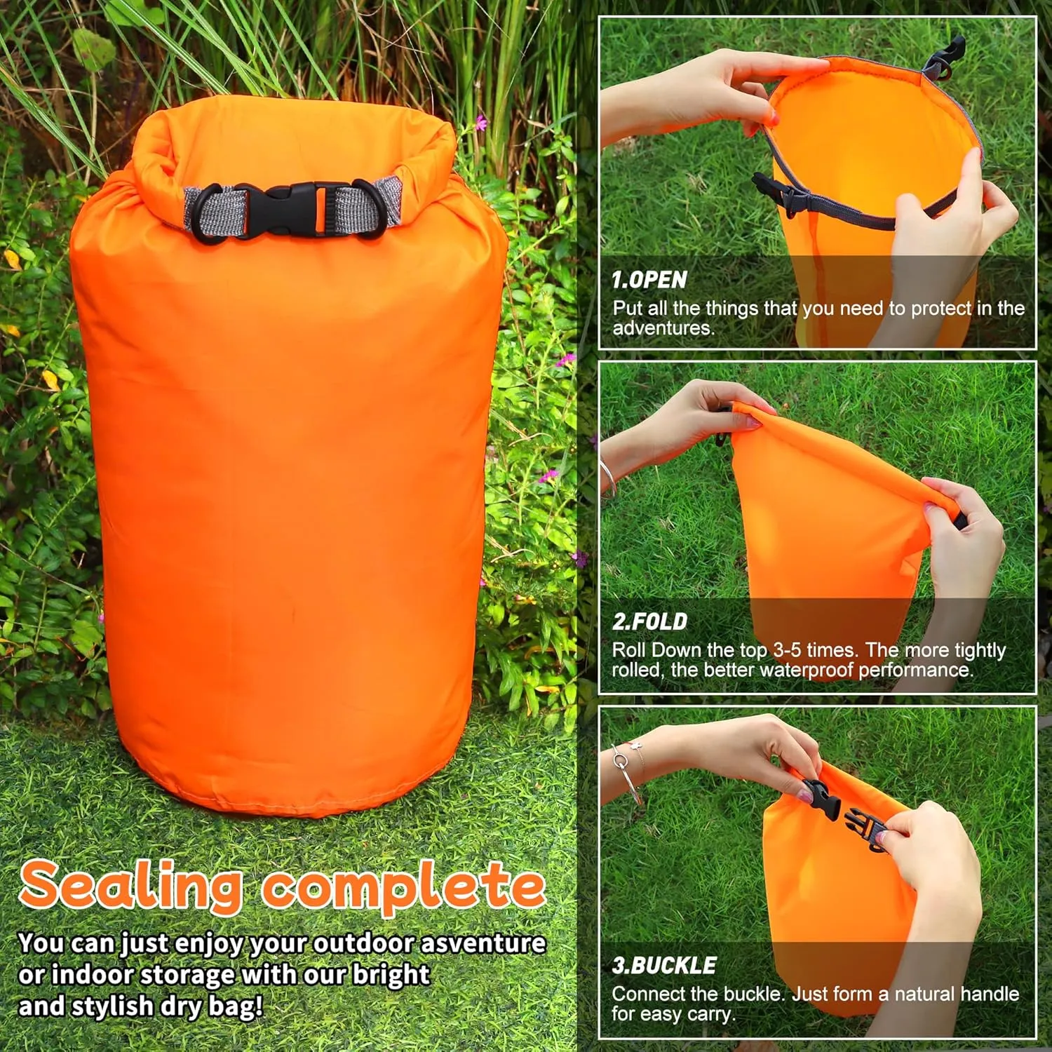 Desoto Waterproof Dry Bag 2 packs, 2L/5L/10L/20L/40L/70L Dry Sack Lightweight Portable, Dry Storage Bag to Keep Gear Dry Clean for Kayaking, Gym, Hiking, Swimming, Camping (Purple, 20L)