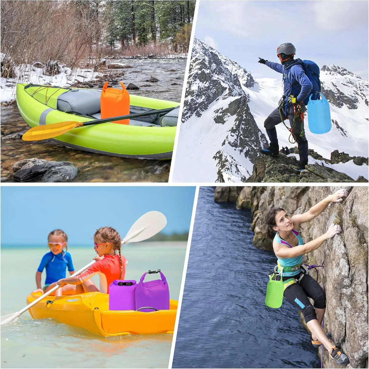 Desoto Waterproof Dry Bag 2 packs, 2L/5L/10L/20L/40L/70L Dry Sack Lightweight Portable, Dry Storage Bag to Keep Gear Dry Clean for Kayaking, Gym, Hiking, Swimming, Camping (Purple, 20L)
