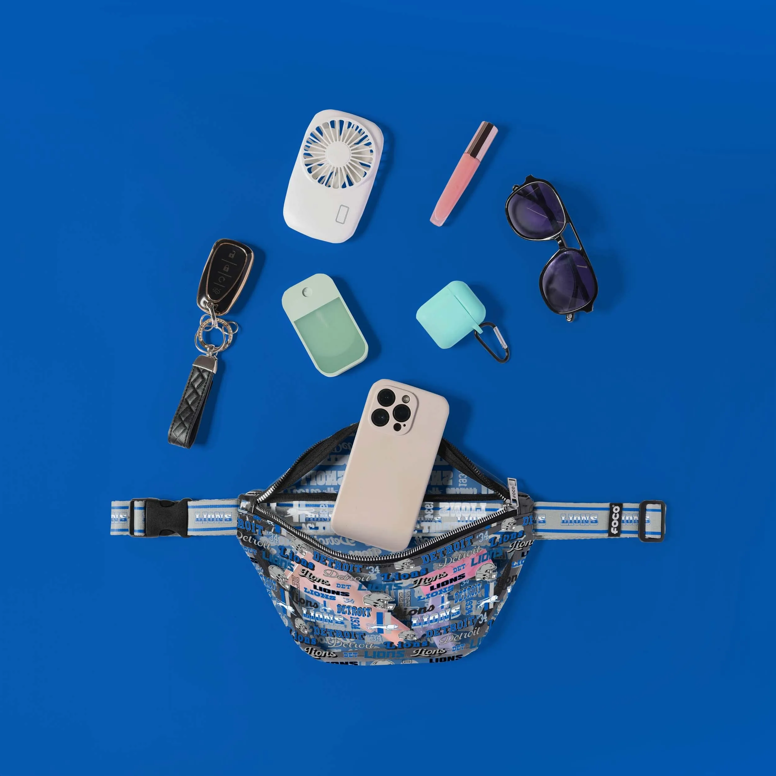 Detroit Lions Repeat Retro Print Clear Fanny Pack