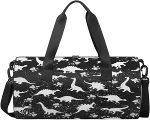 Dinosaur Patterns Travel Duffel Bag Dinosaur Footprints Sports Gym Bag Men Women Sports Travel Luggage Bag 17.6”×9”×9 “ Duffel Bag Weekend Overnight Gym Bag Nvenient For Carrying