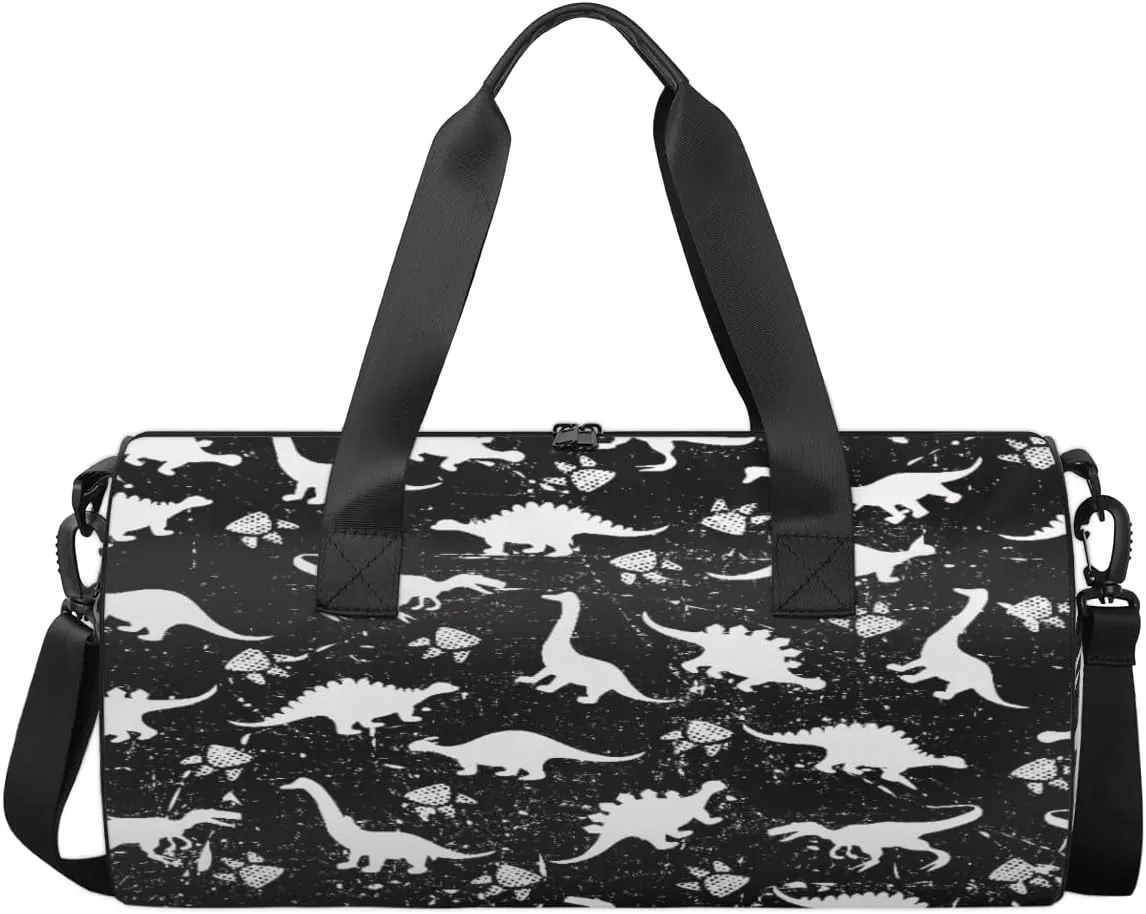 Dinosaur Patterns Travel Duffel Bag Dinosaur Footprints Sports Gym Bag Men Women Sports Travel Luggage Bag 17.6”×9”×9 “ Duffel Bag Weekend Overnight Gym Bag Nvenient For Carrying