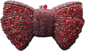 DJBM Sweet Bow Rhinestone Crystal Evening Clutch Bright Deluxe Diamond Handbag for Women Formal Party