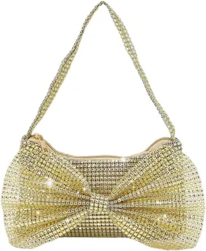 DJBM Women Bow Evening Clutch Sparkling Deluxe Rhinestones Purse for Daily Feast