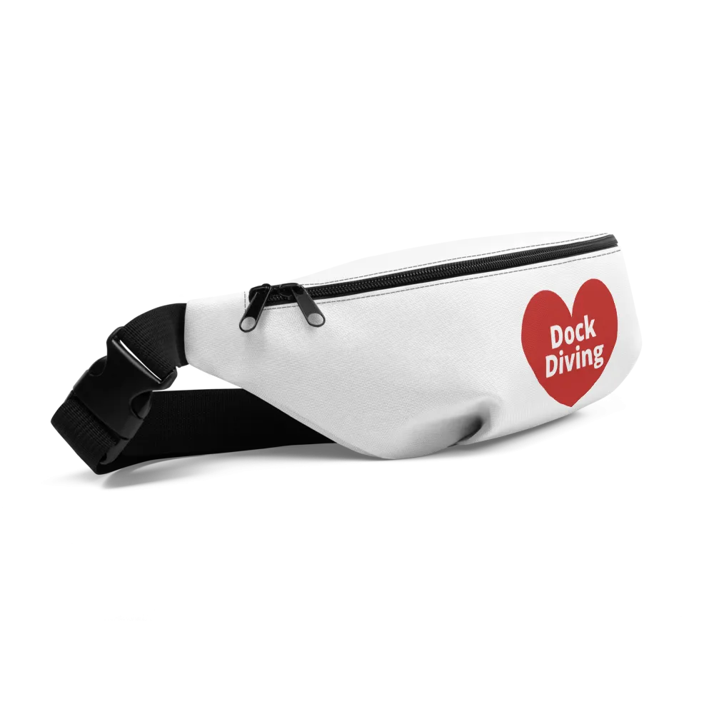 Dock Diving in Heart Fanny Pack-White