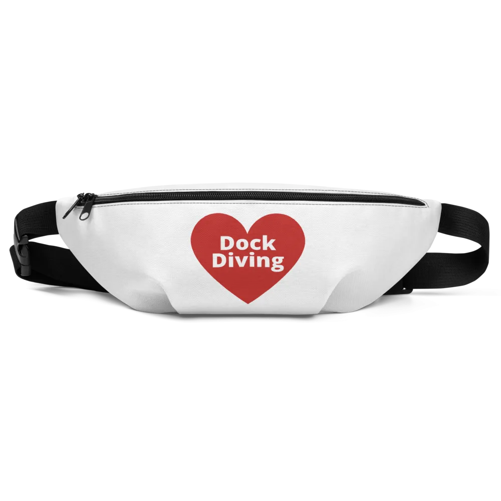Dock Diving in Heart Fanny Pack-White