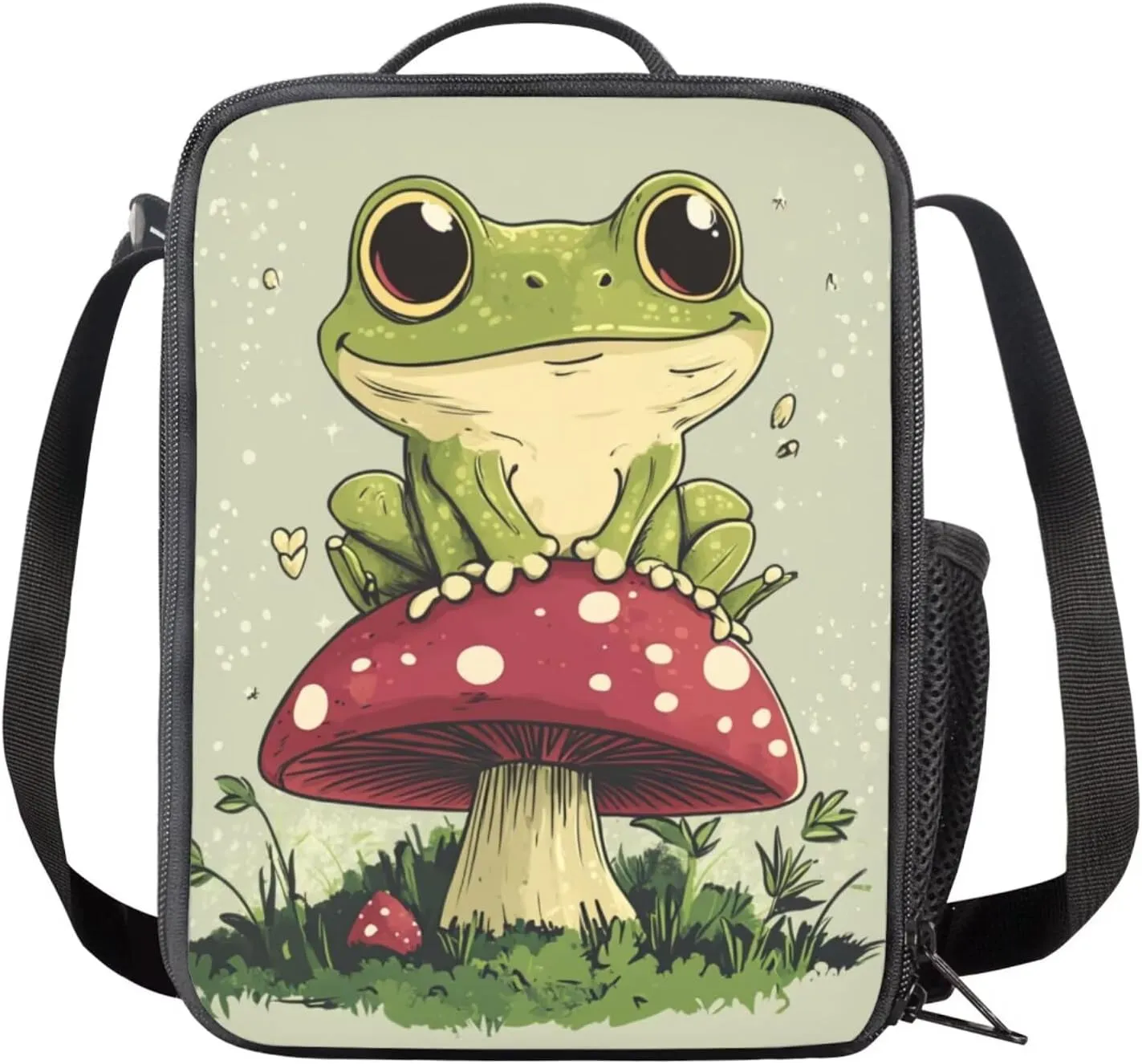 doginthehole Cute Frog Backpack for Girls 3pcs Set Lightweight Kids Backpack with Lunch Box Students Kawaii Mushroom Book Bag for Preschool Elementary Primary School Bags